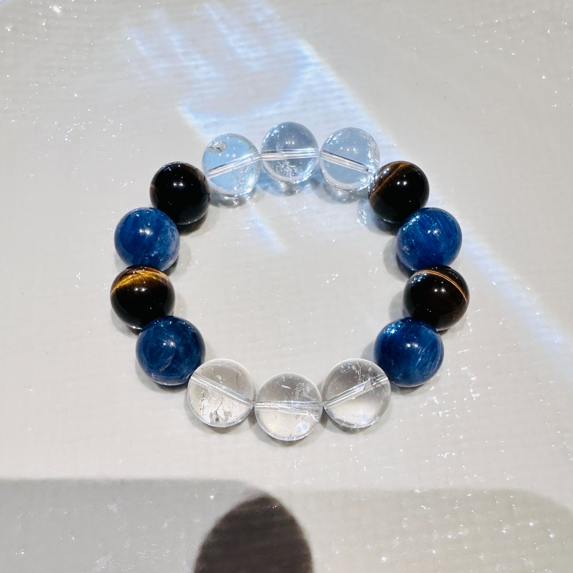 【Denini】天然水晶手串蓝晶石白阿塞黄虎眼DIY独家款女款·海阔天空