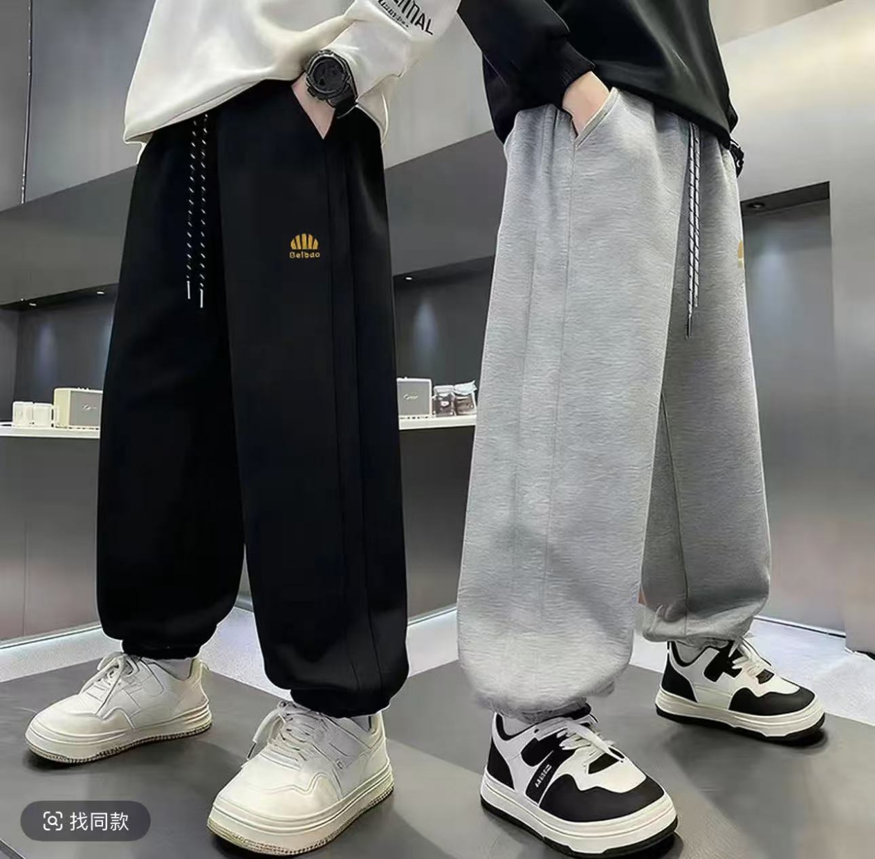 高端儿童雪貂绒加绒运动裤