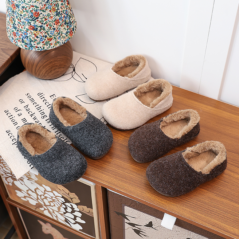 女童韩版棉鞋2025冬季新款时尚韩版简约港风勃肯鞋宝宝加绒豆豆鞋