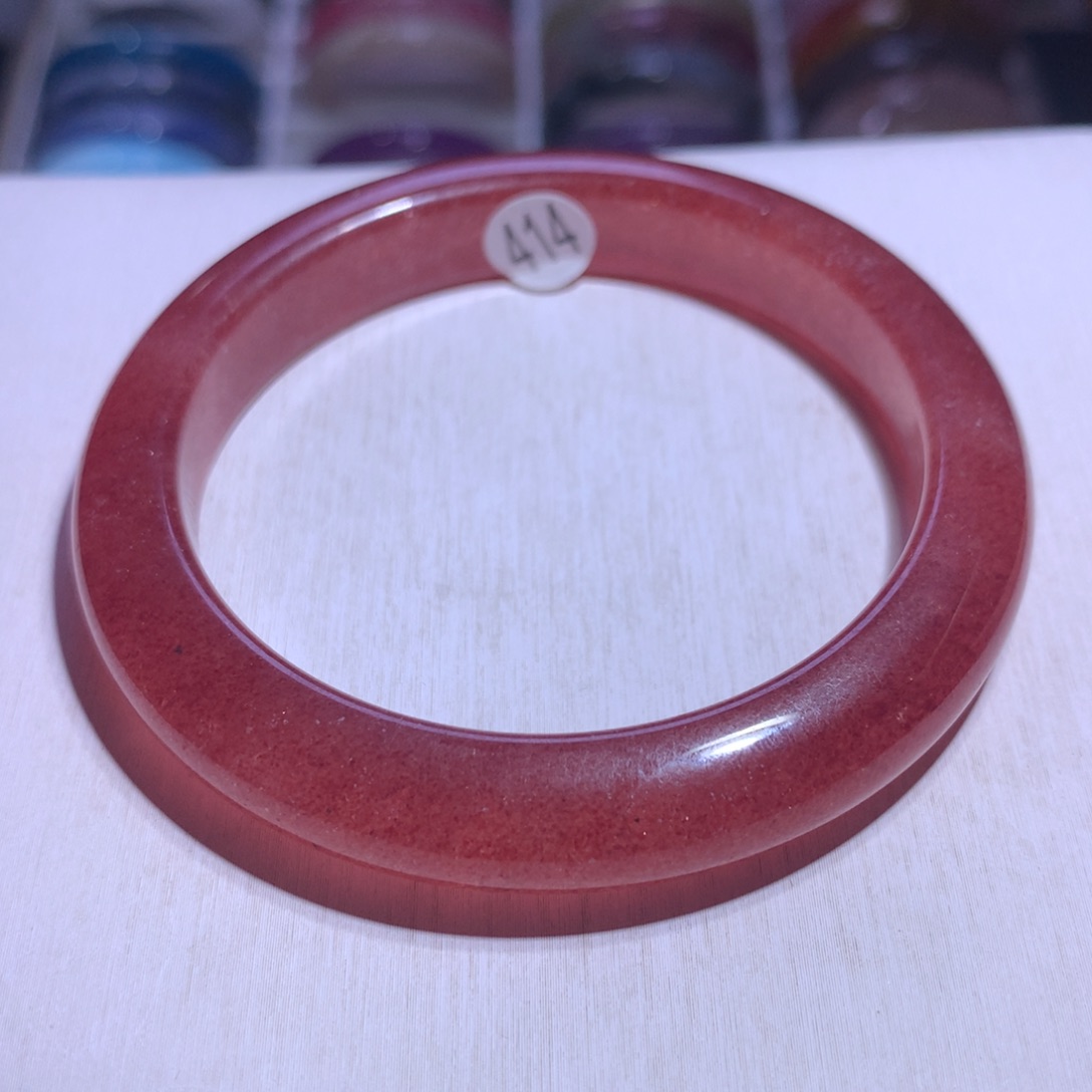 手镯银S925镶嵌水晶鸽血红草莓晶57.4圈414