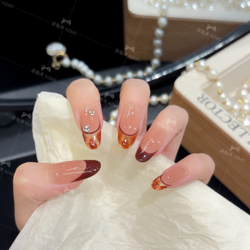 【糖炒栗子】日常百搭焦糖显白穿戴甲简约设计美甲