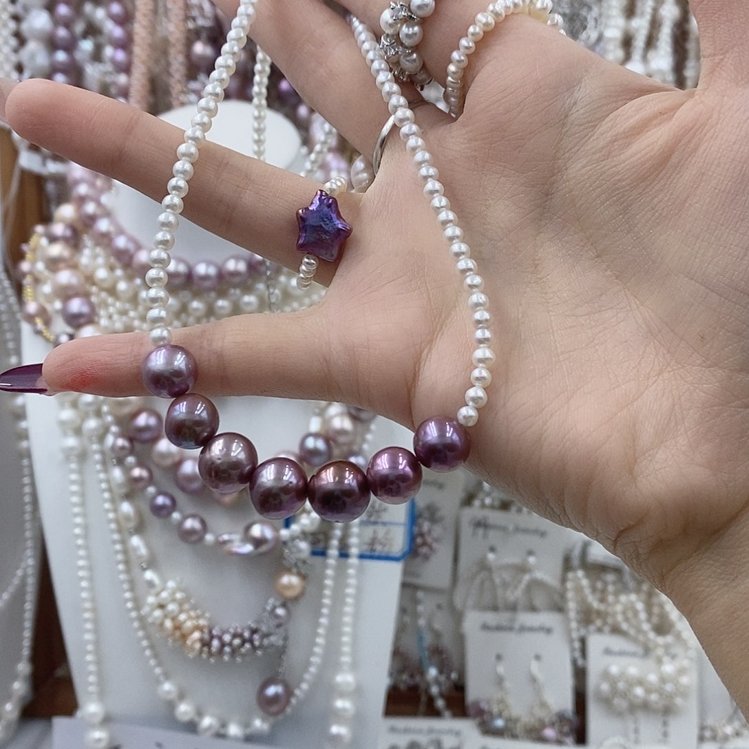 A***Q耳饰淡水珍珠银S925镶嵌