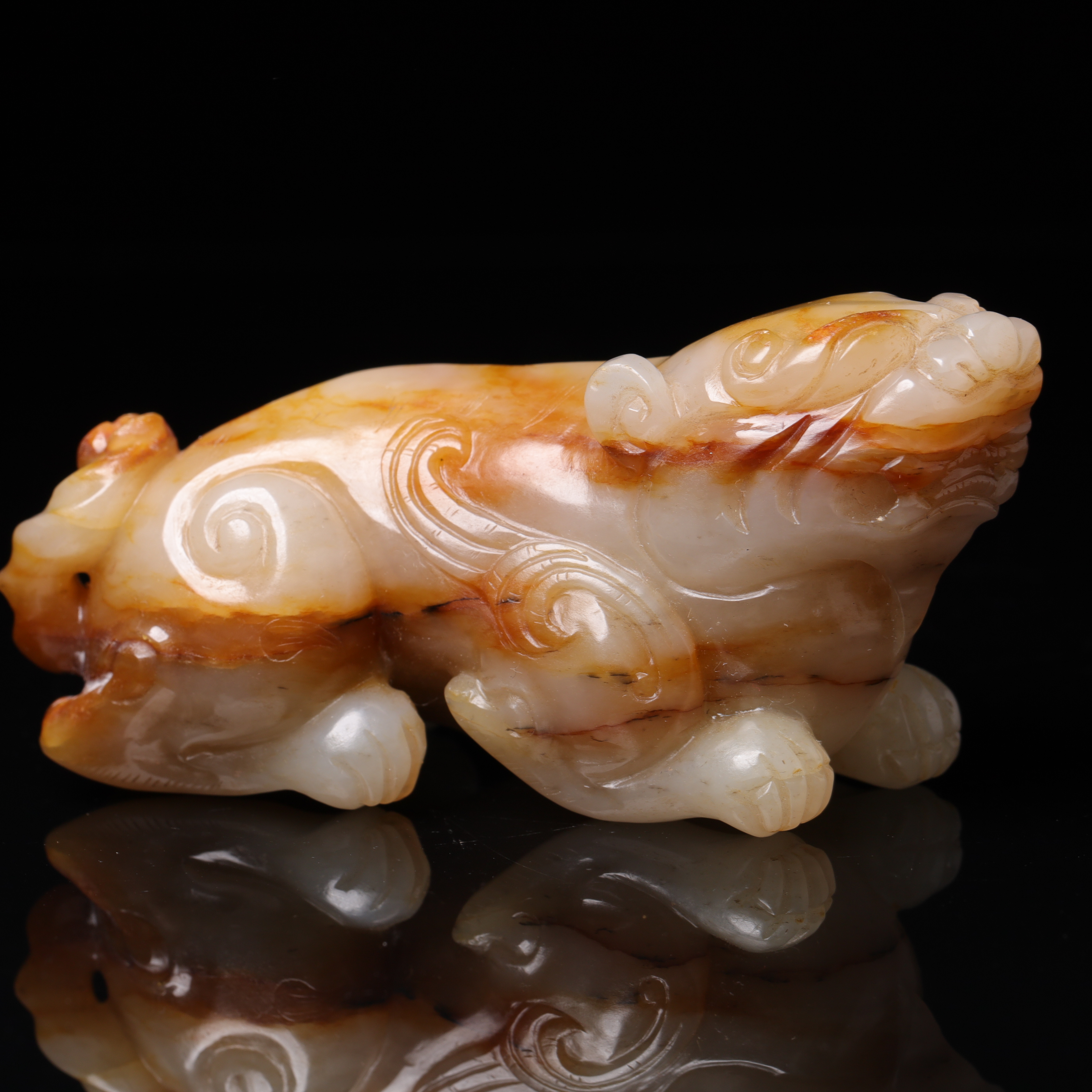 明代和田玉瑞兽摆件-NX