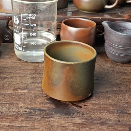 双饮款陶瓷坭兴陶柴烧竹节杯（150C）