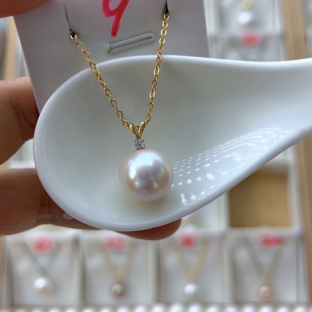 吊坠(不含链)18K金镶嵌淡水珍珠14-15mm