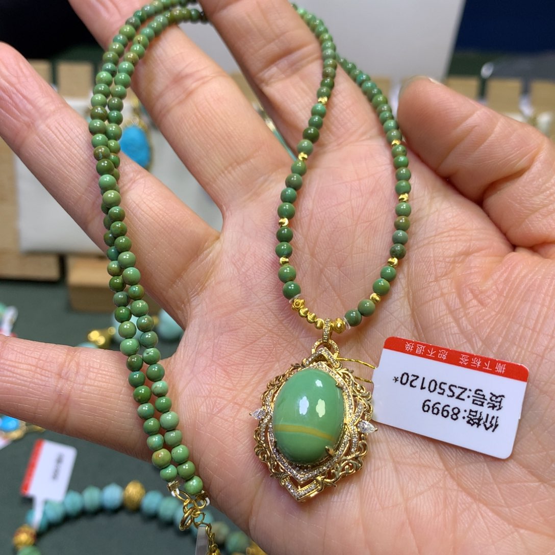 绿松石项链18K金镶嵌