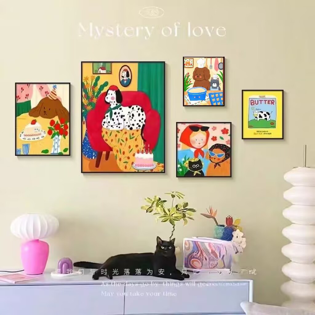 趣味多巴胺组合客厅装饰画卡通餐厅儿童房挂画可爱卧室墙壁画SY05