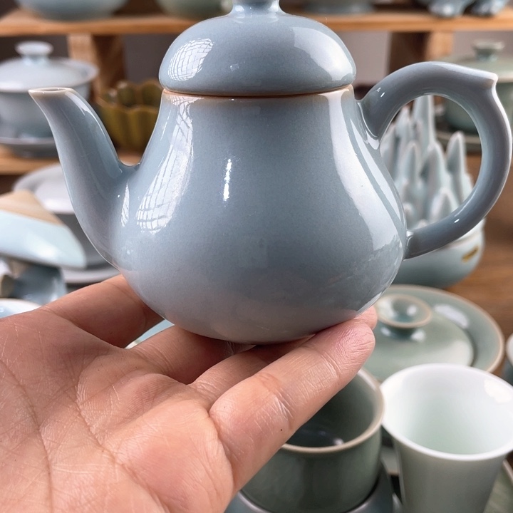 J汝州原矿原产地精品天青小梨壶