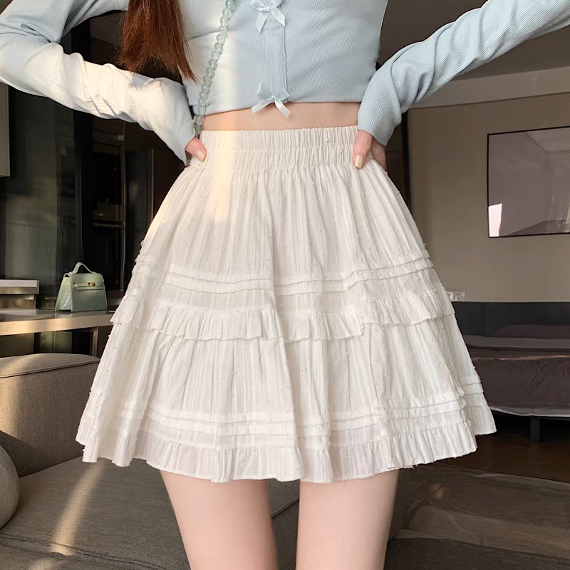 早春甜美白色半身裙蛋糕裙