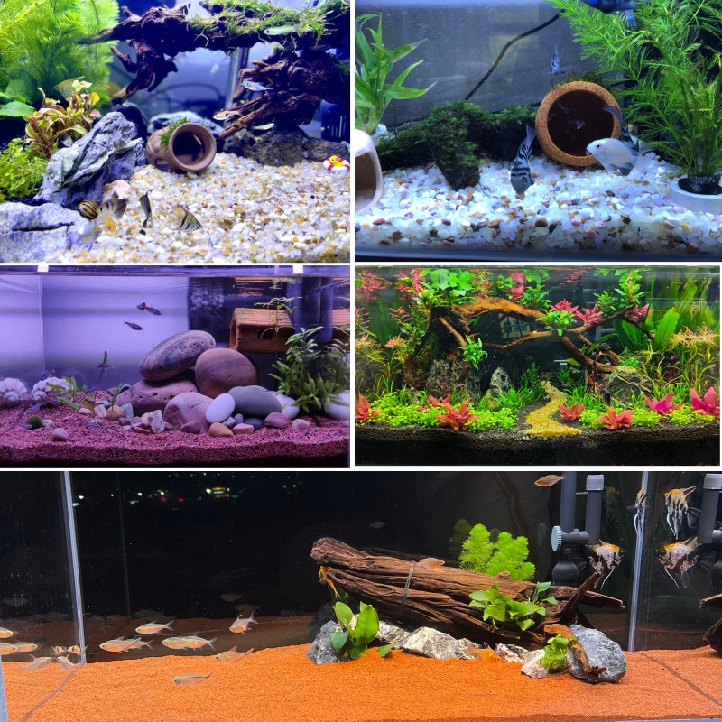 天然砂鱼缸原生底砂造景装饰石头水族箱水草沙乌龟用铁胆沙子