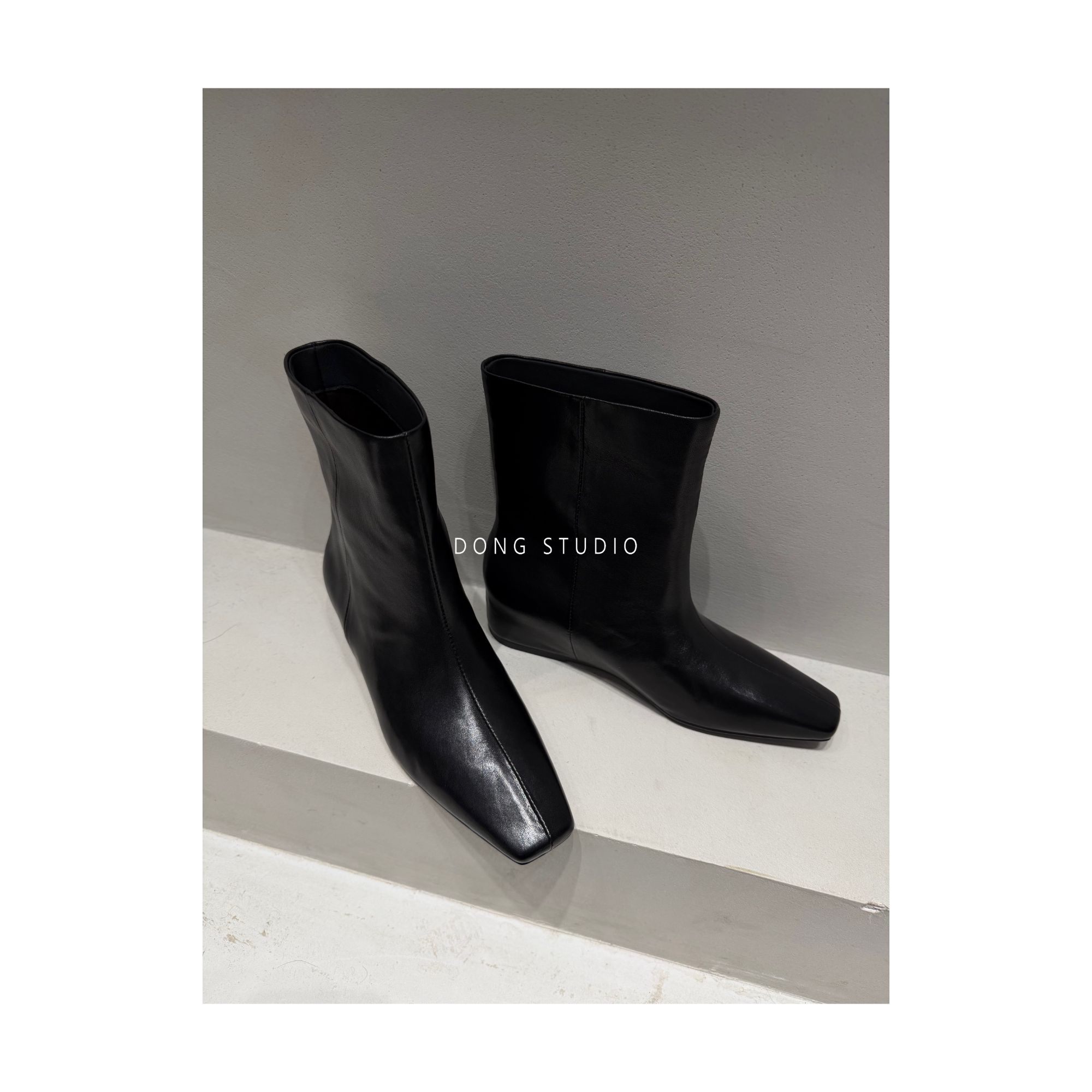 小方靴-内增高5公分-显脚小-丝绸内里羊皮战靴K7557