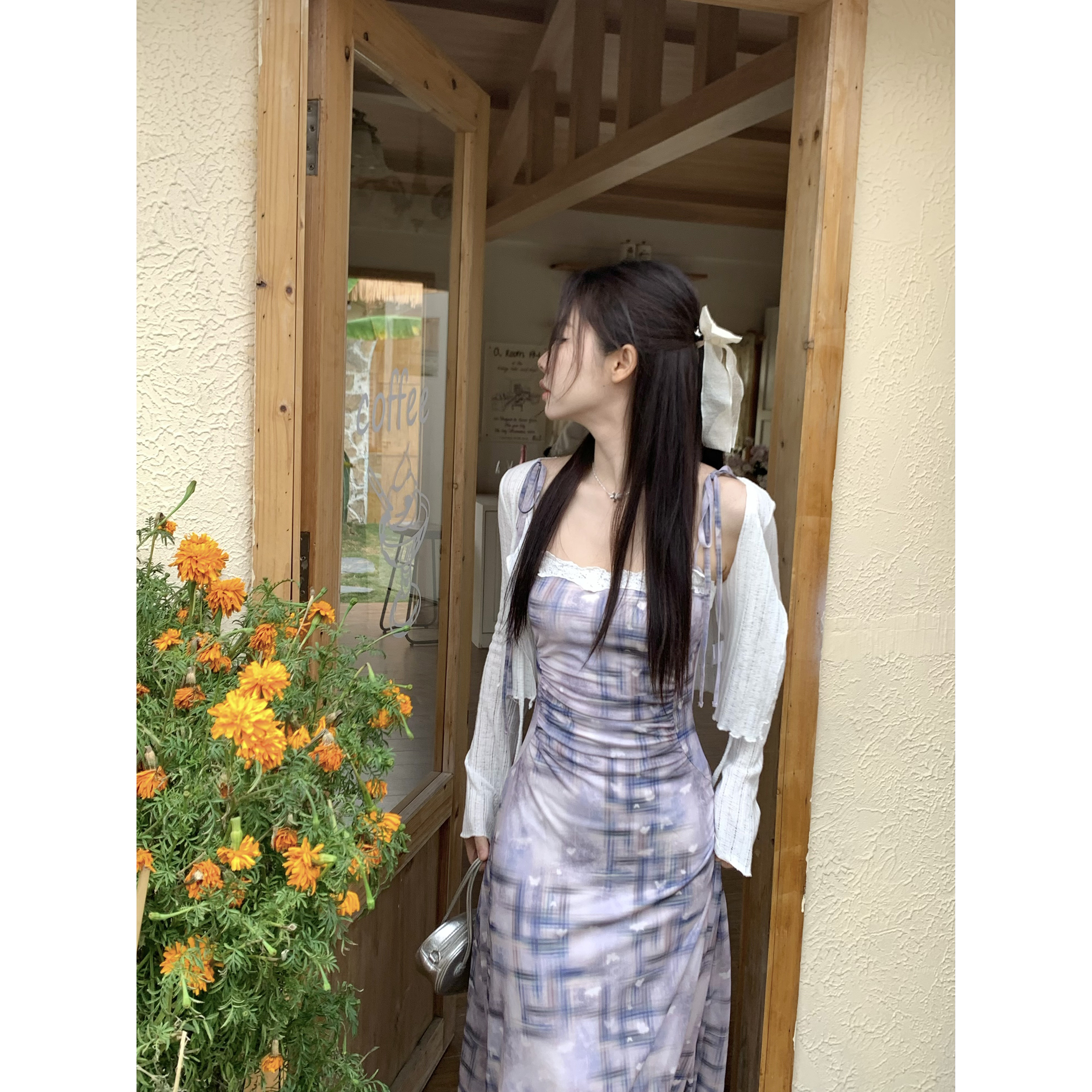 【小野莓】韩系气质蕾丝领口蝴蝶碎花收腰显瘦甜酷连衣裙子BL16966