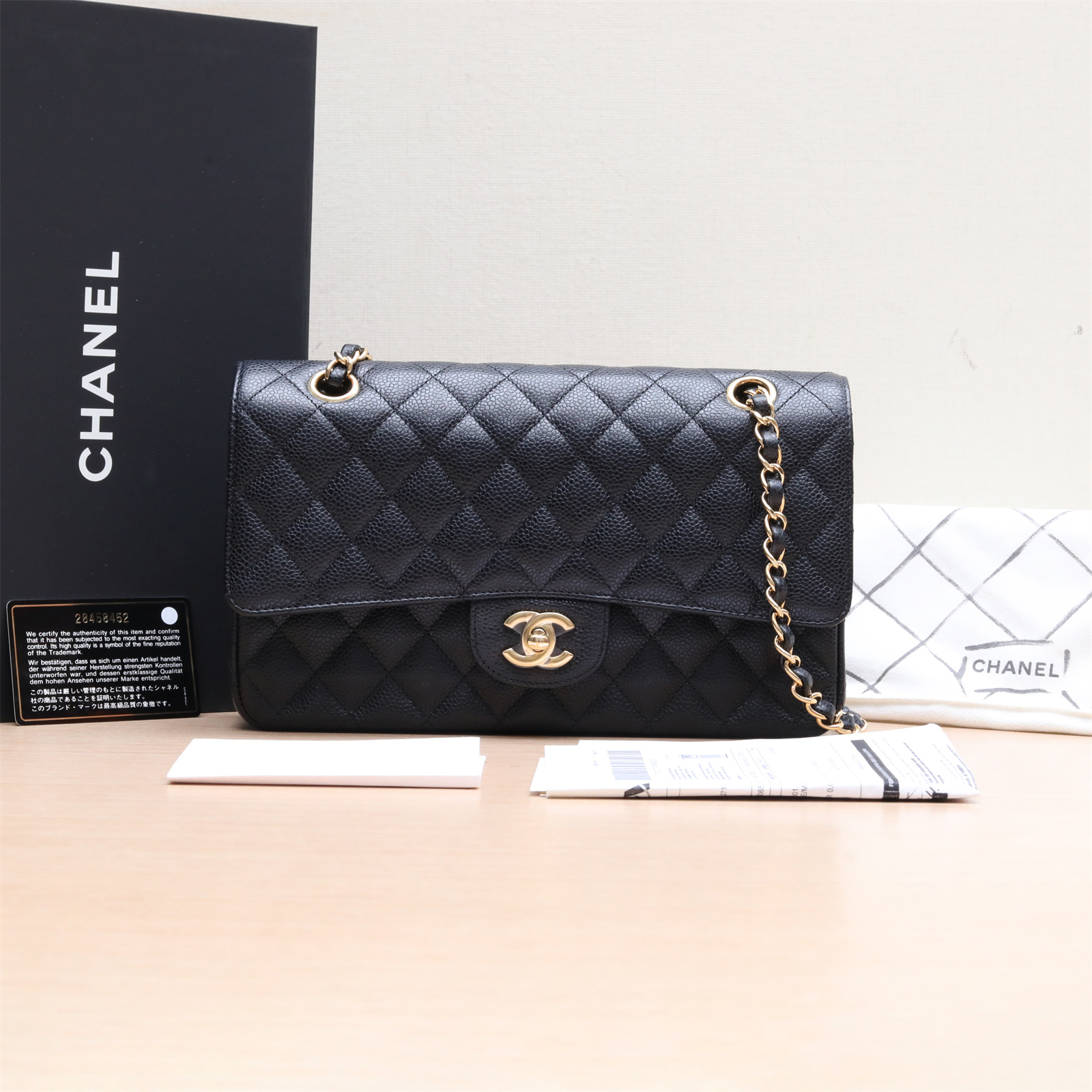 99新 Chanel/香奈儿 活动【小花Han】CF 口盖包 中号 黑色 28开