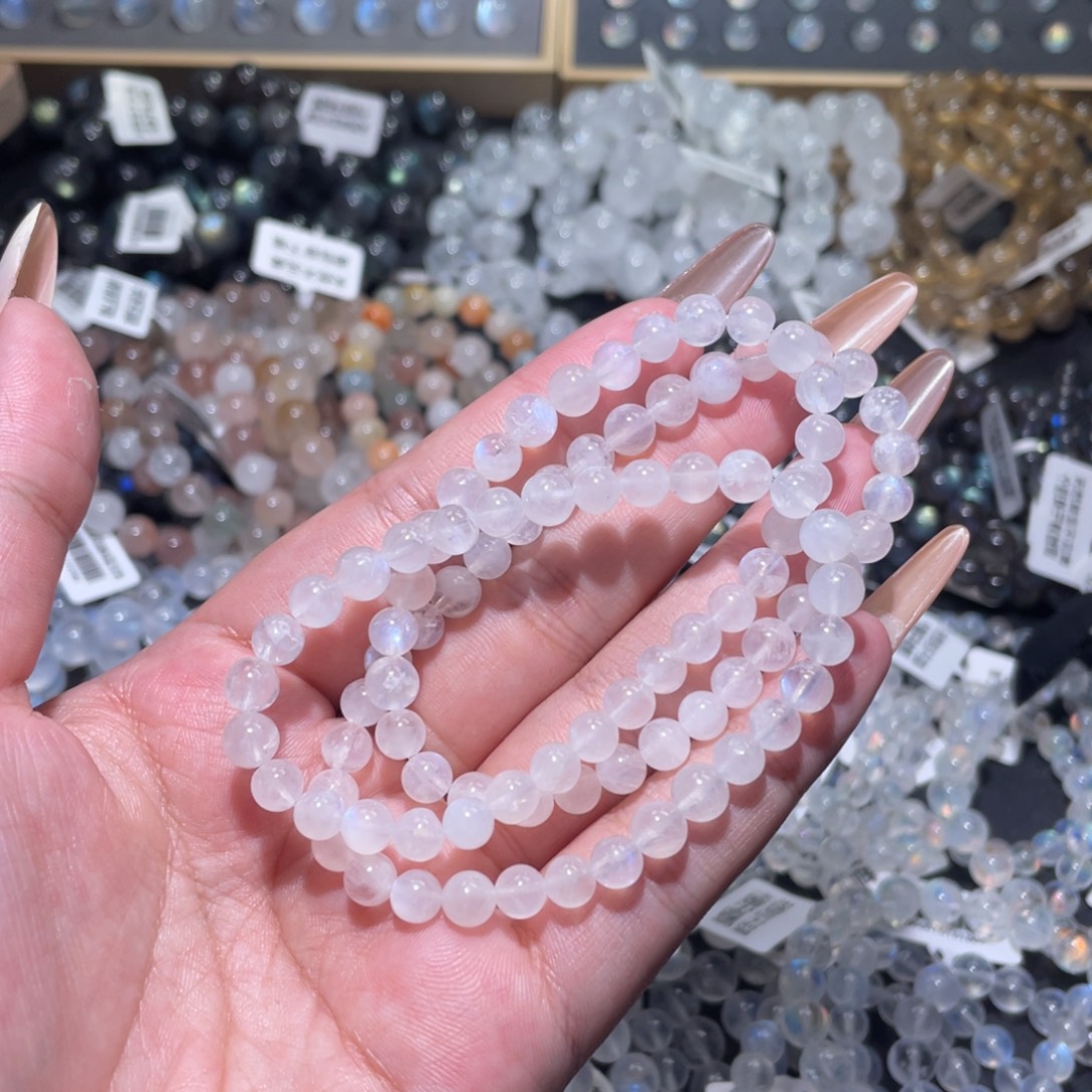 手链未镶嵌长石蓝月光蓝光拉长石手链多圈6mm