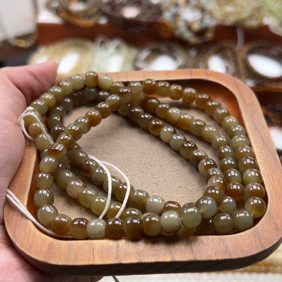 毛衣链未镶嵌和田玉珠串6mm