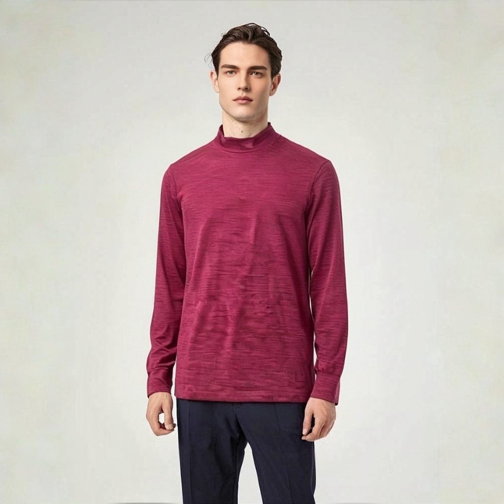 874号 男士吸湿快干基础款弹力打底衫半高领长袖T恤