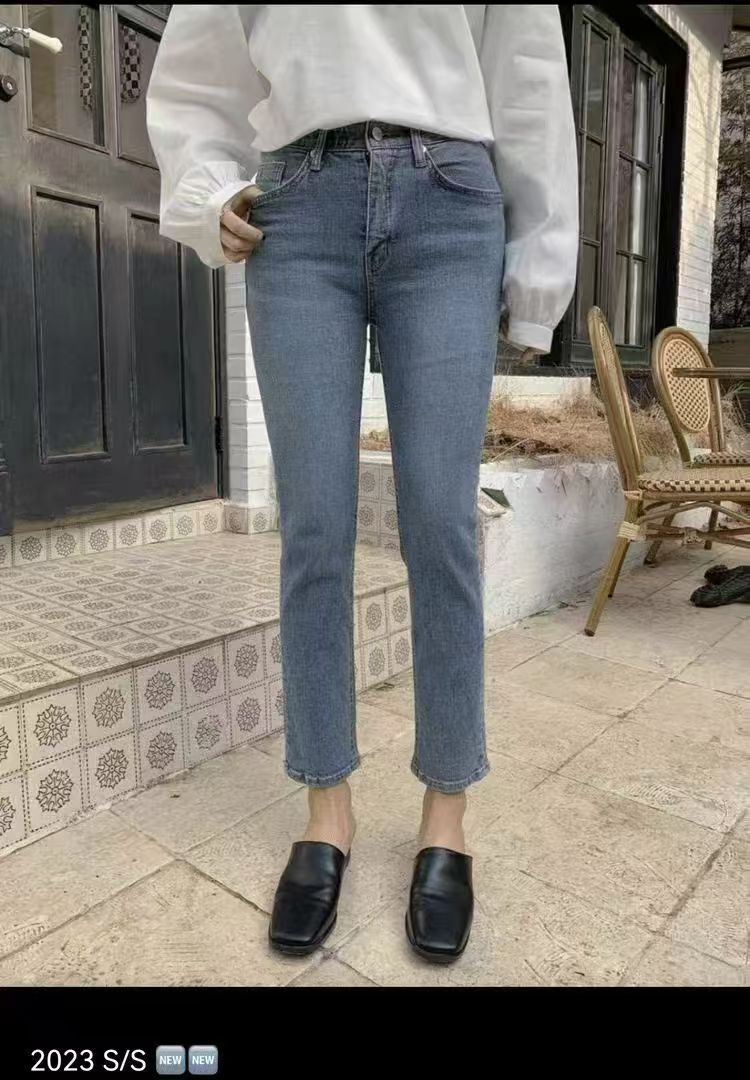 韩国牛仔裤烟筒裤春款