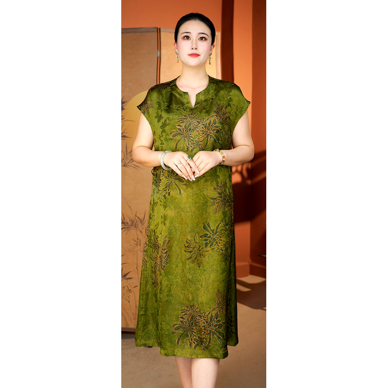 （碧叶繁花）2025夏季新款短袖连衣裙