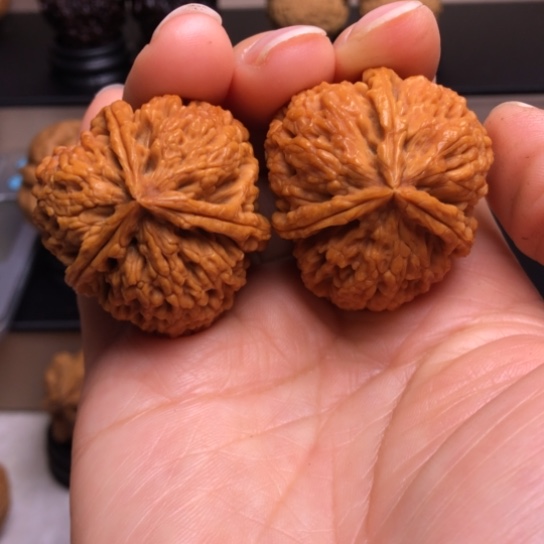 文玩核桃把件盘龙玉凤三楞3