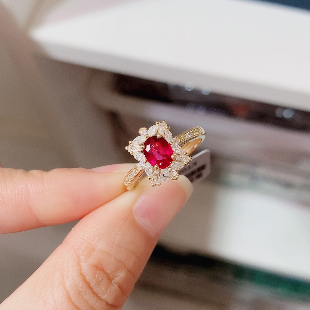 银S925镶嵌戒指碧玺