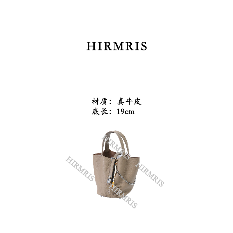 HIRMRIS手工真皮包HX173-3 菜篮子灰艾