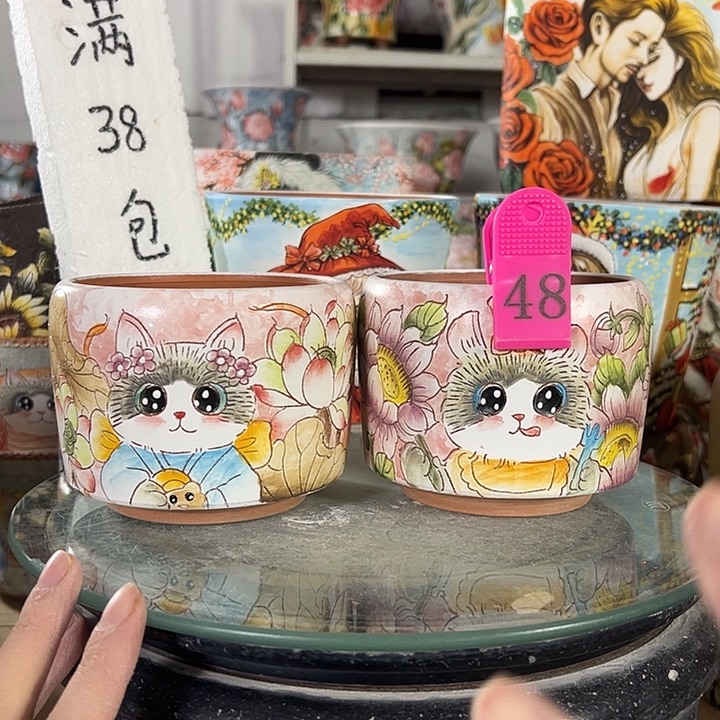 景德镇手绘花盆性价比超高的直播间