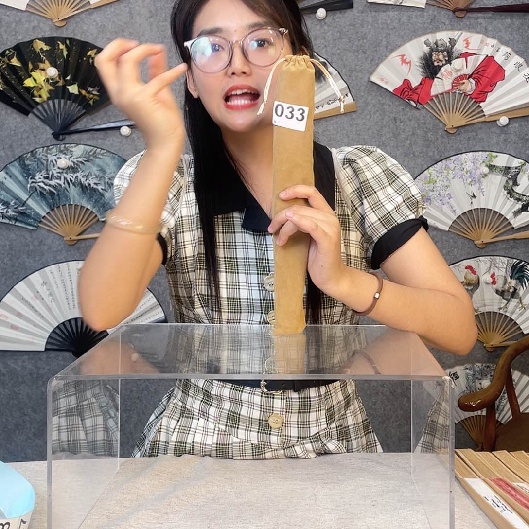 国画10寸水磨玉竹-纯手绘-文玩扇骨（默认粘好）033