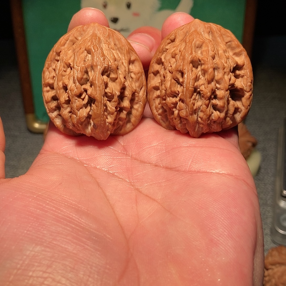 文玩核桃把件老款粗纹儿红皮虎