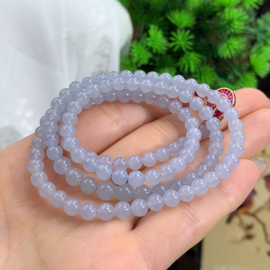 翡翠手链未镶嵌冰紫项链卡5.1m m