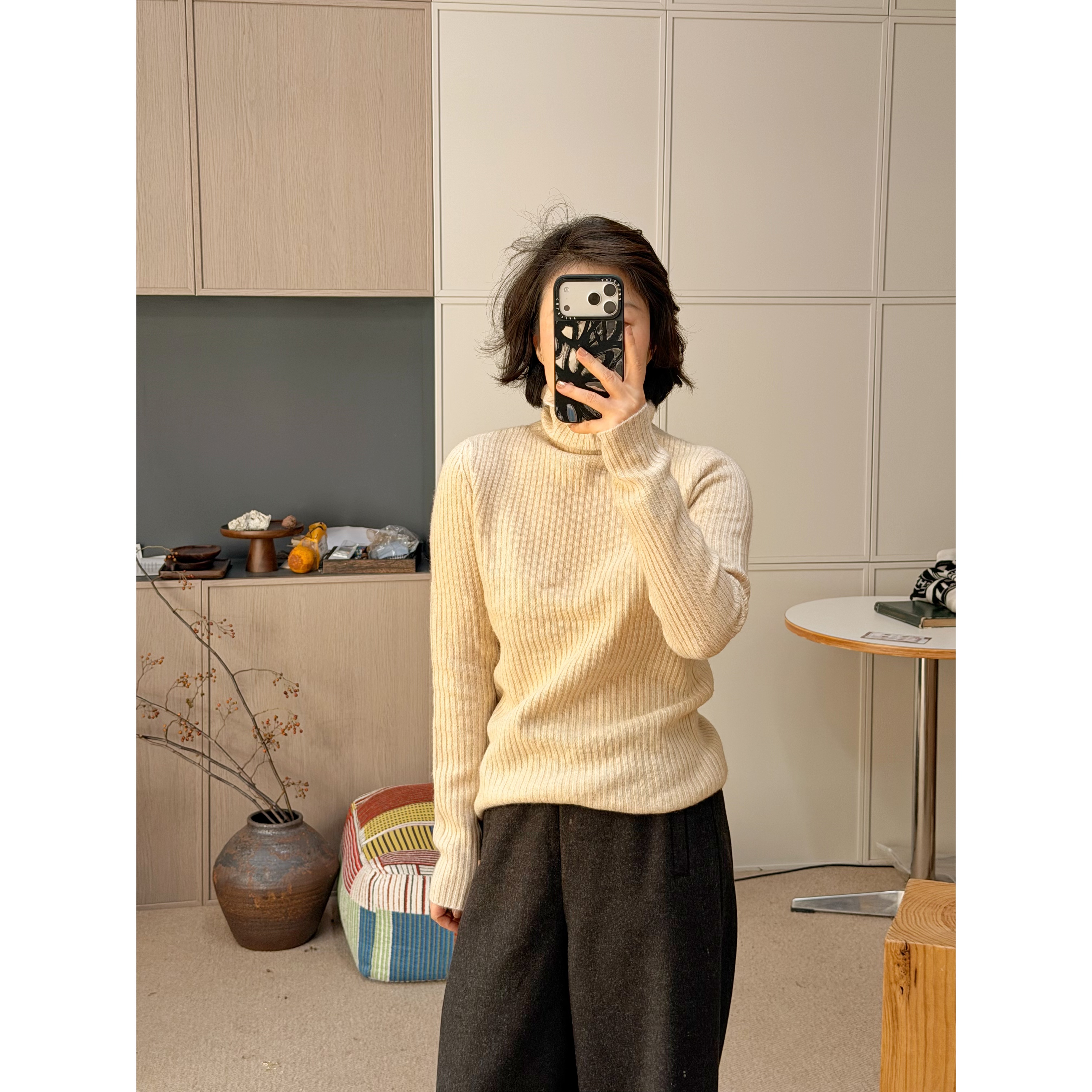 zhukele 贝母亮片高领羊毛打底