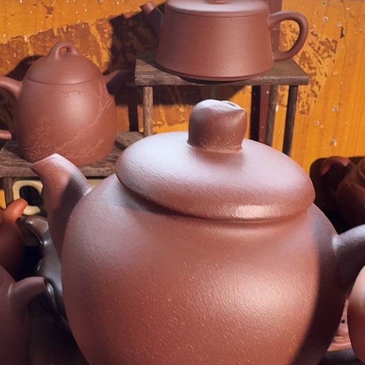 原矿半手工紫泥桃子壶200cc