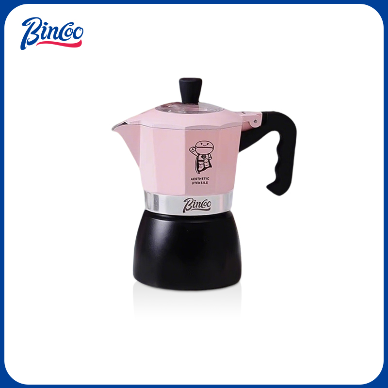 Bincoo粉黑撞色第三代双阀摩卡壶小型家用煮咖啡壶套装意式咖啡机