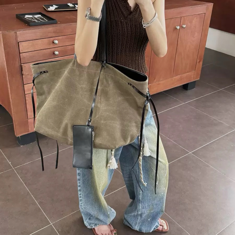 「银角大王」韩版设计师款水洗帆布托特包！大容量通勤百搭托特包！