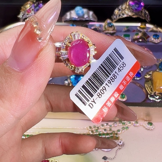 戒指银S925镶嵌红宝石