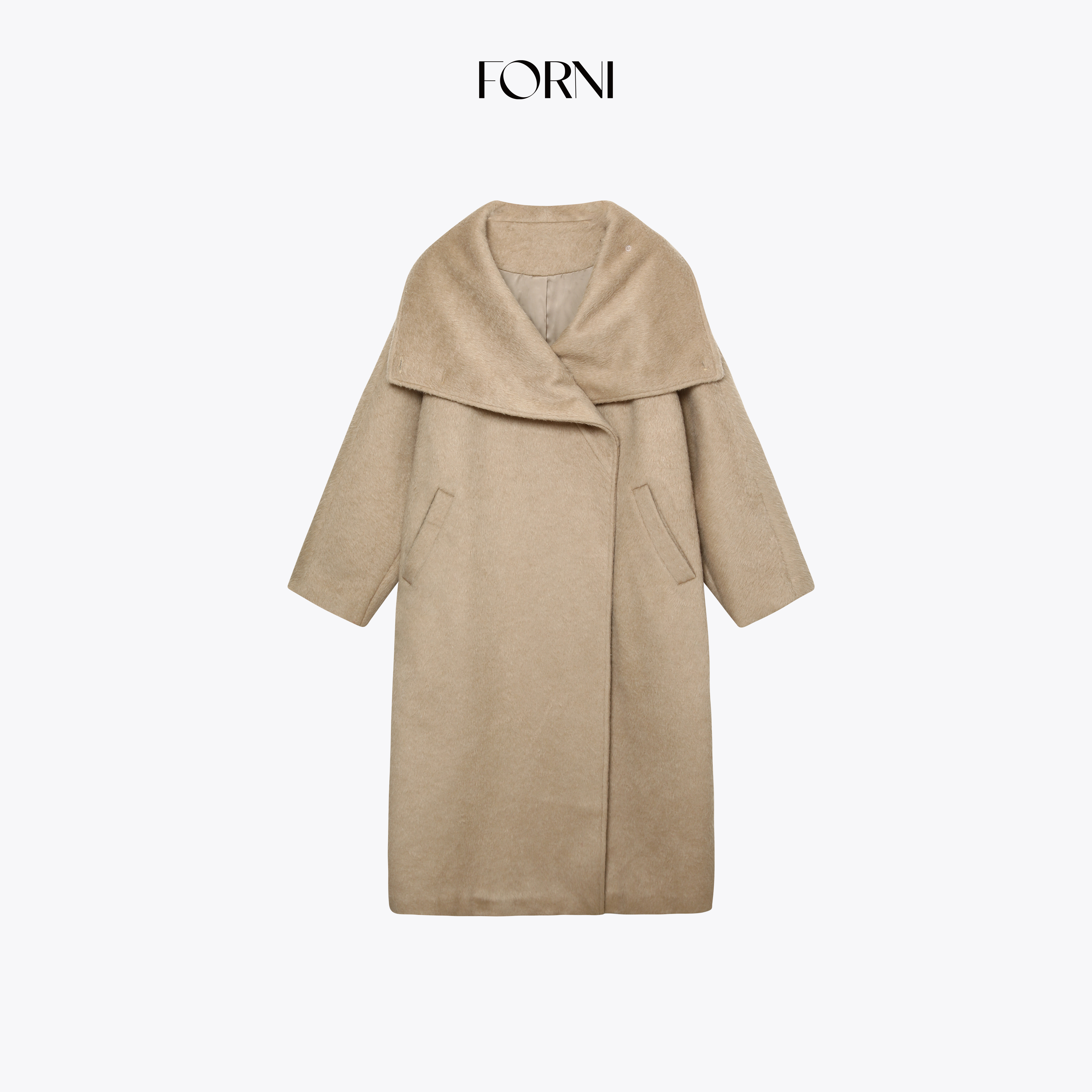 FORNI vintage高定私服 时髦大翻领毛呢大衣经典款裹感气质外套