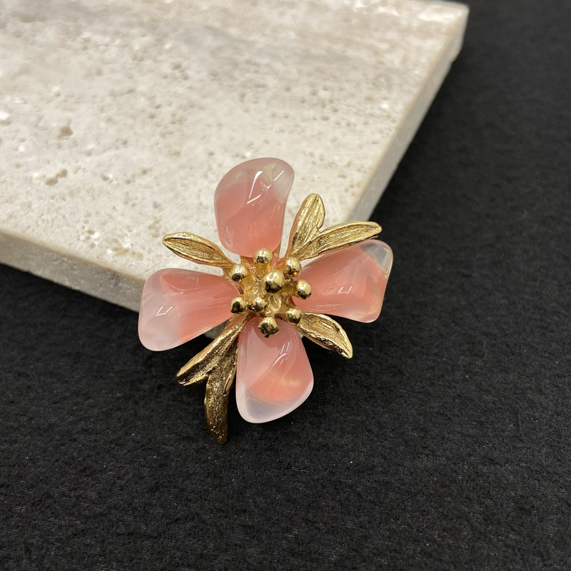 合金羽毛胸针 【Liz璇子】粉粉花朵胸针H48586无鉴赏期