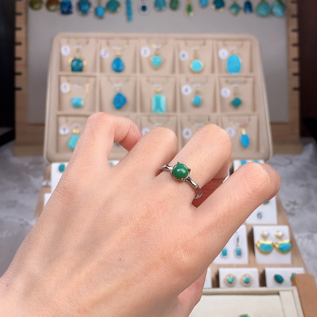 绿松石戒指银S925镶嵌