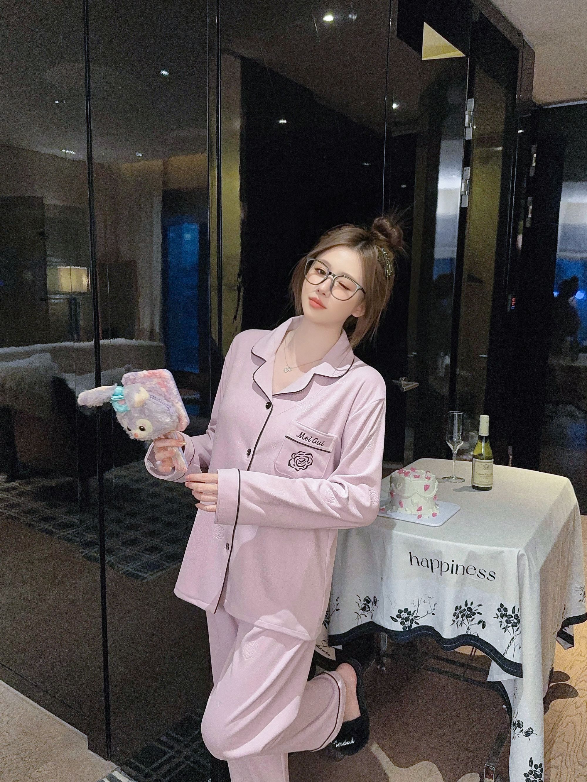 少女可爱秋冬季德绒加厚睡衣套装 抗静电保暖女家居服新款