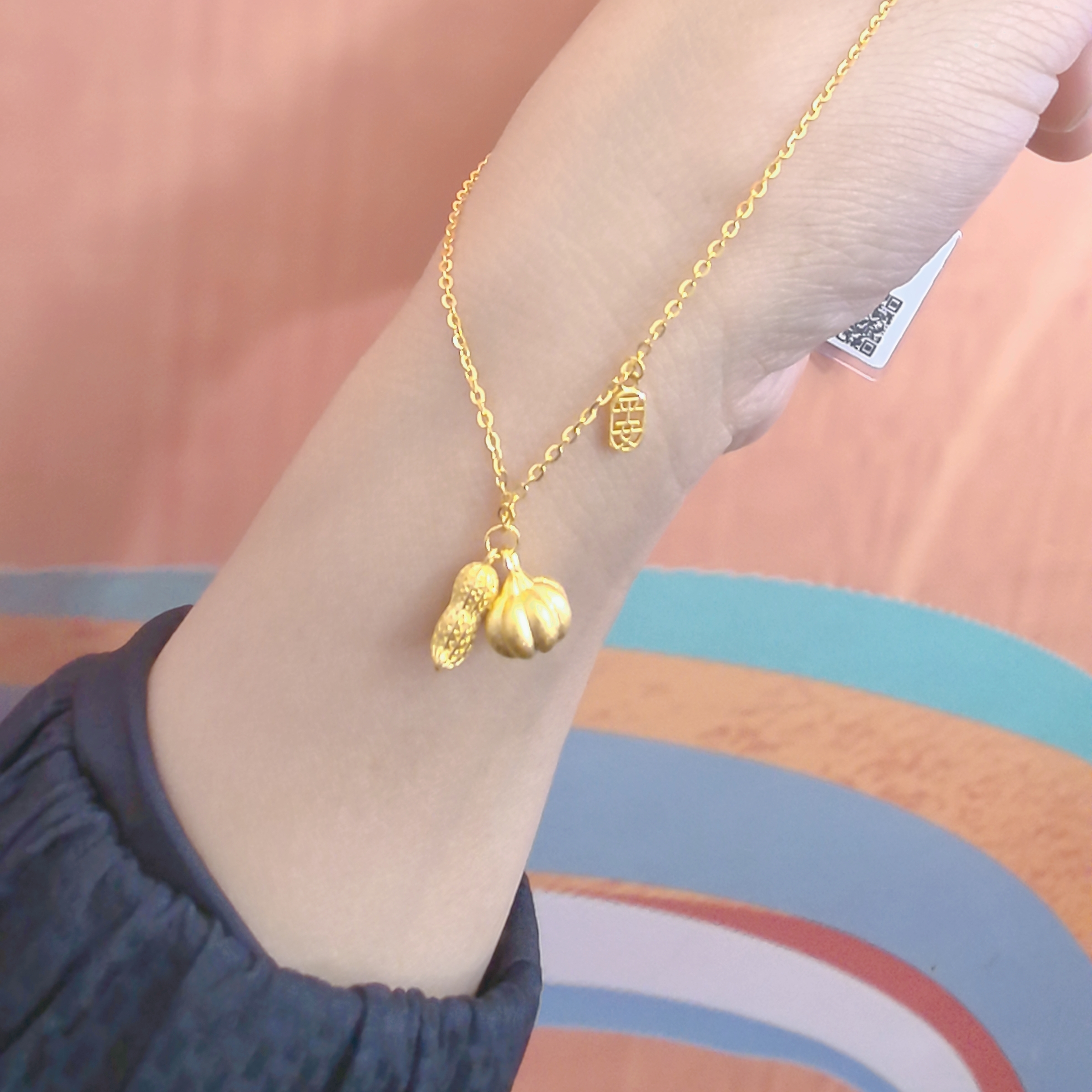 足金999好事花生O字链5G黄金套链时尚百搭黄金首饰足金项链B138