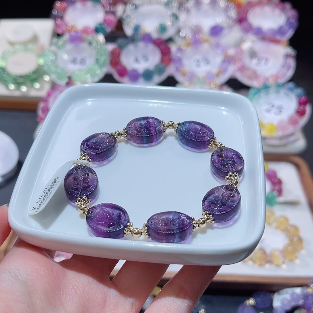 水晶手串未镶嵌玫瑰牌萤石