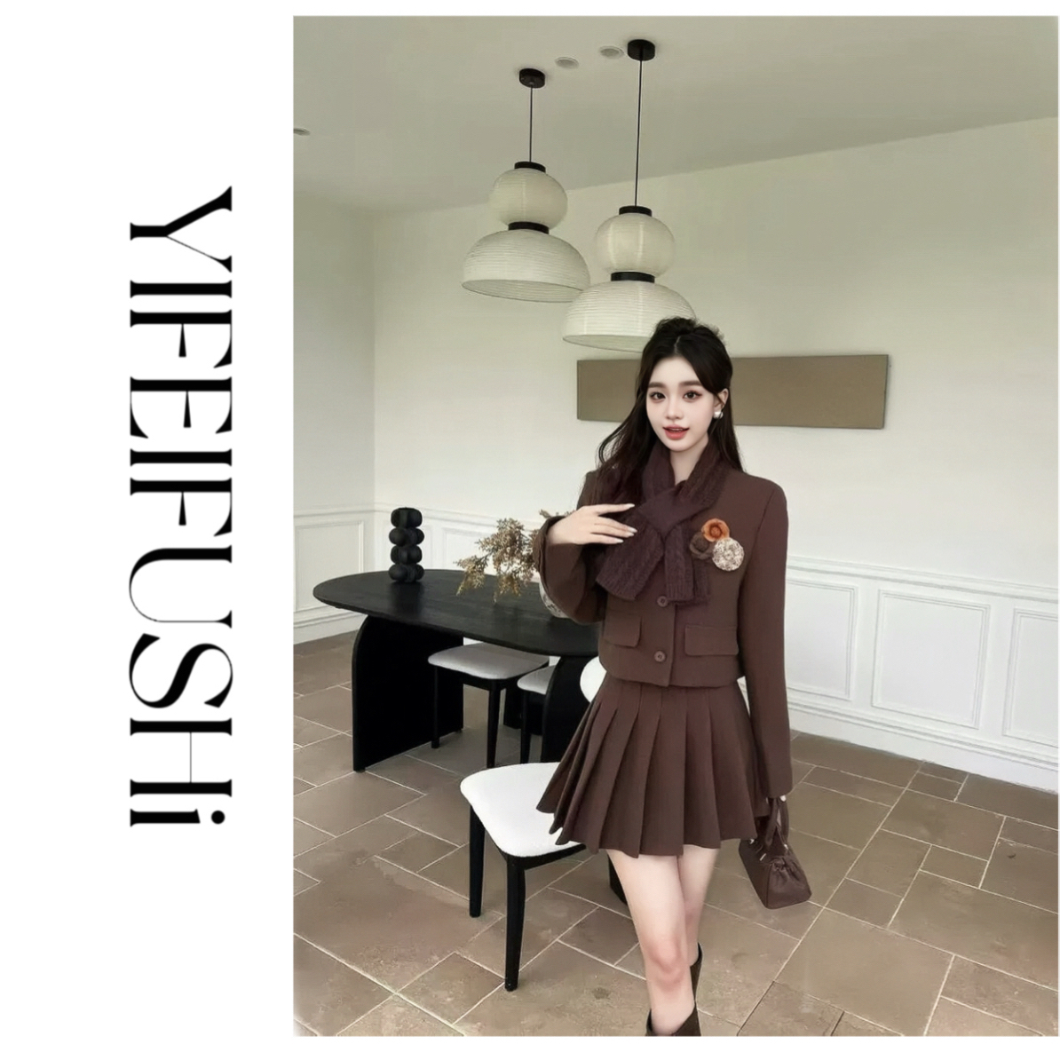 【山茶花】冬季新款山茶花长袖羽绒服套装