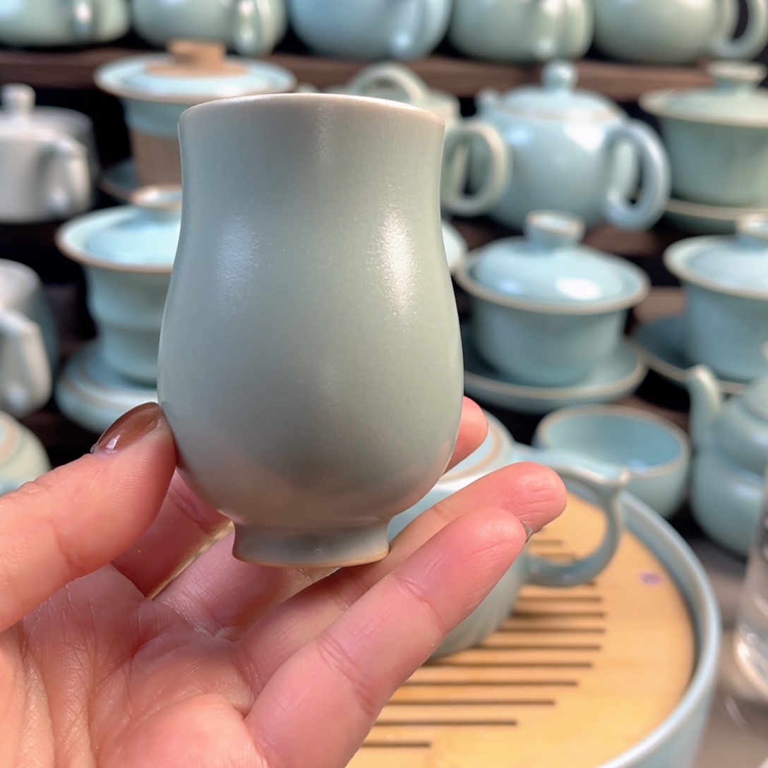 陶摆件瓷仿古釉玉兰杯原矿