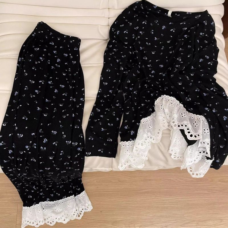 100%纯棉网红新款睡衣女春秋长袖大码可外穿家居服套装夏ins风冬