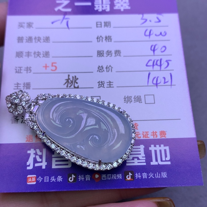 翡翠颈饰银S925镶嵌一****冻