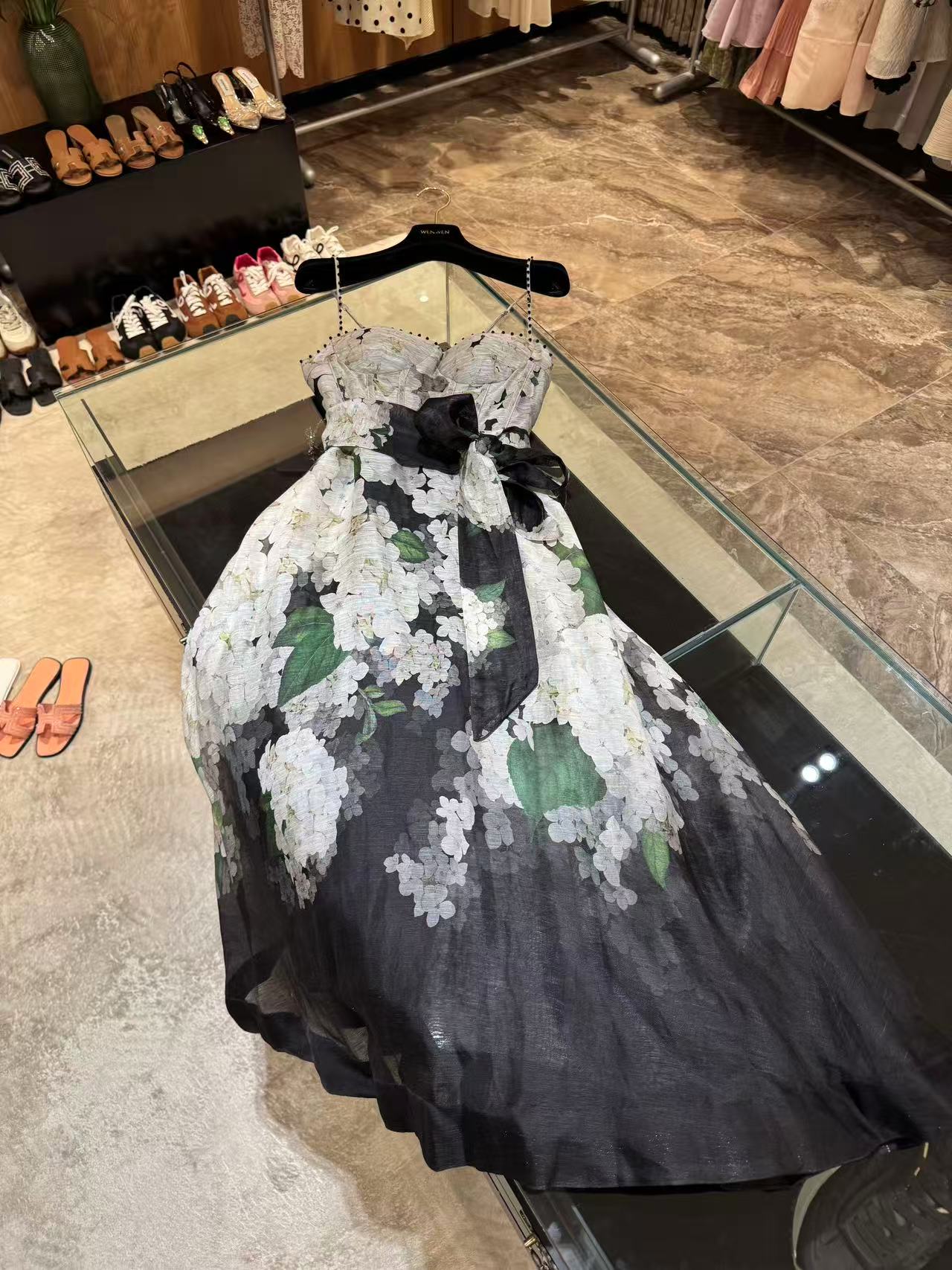 WW2025新款女士时尚气质夏季水墨印花连衣裙W201231