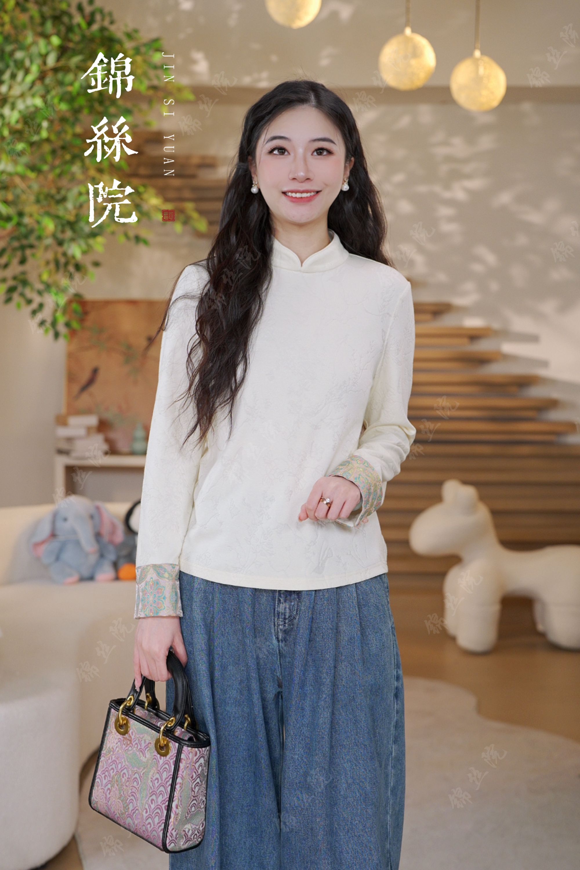 锦丝院【乐怡】中国风羊毛发热百搭时尚显瘦长袖上衣SYQ67183586