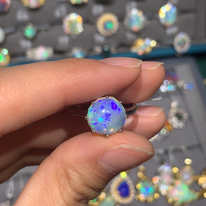 欧泊戒指z银S925镶嵌欧泊