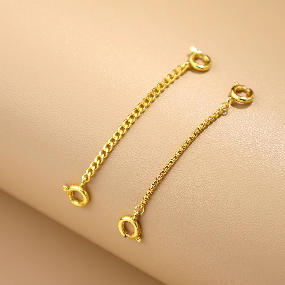 镀18k项链仿掉神器手链延长链双扣头弹簧扣尾链金色安全链链条DIY