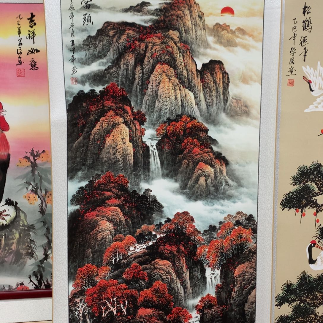 国画鸿运当头竖轴国画