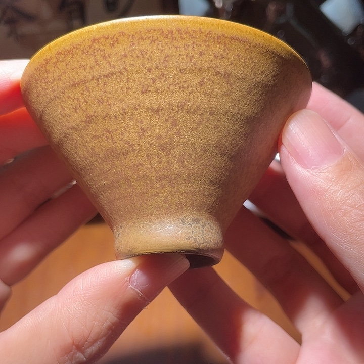 茶盏超薄胎姜黄全包釉主人杯